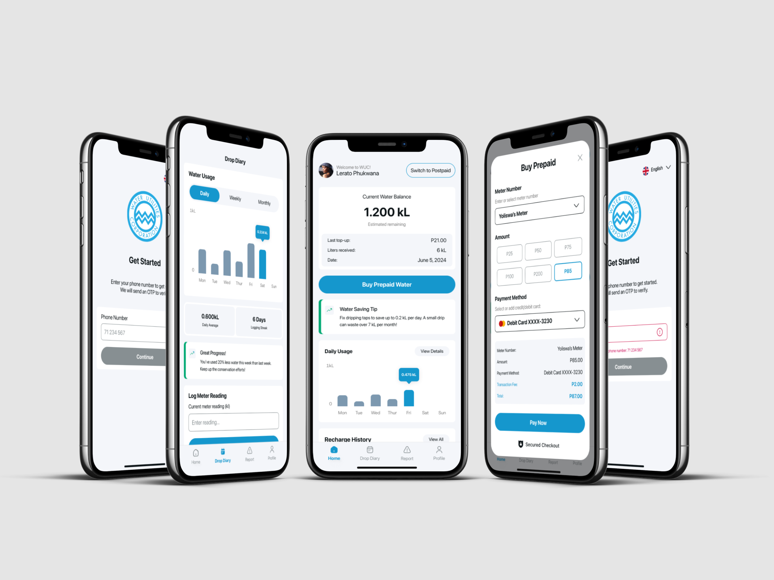 WUC App Redesign: Water usage tracking UX